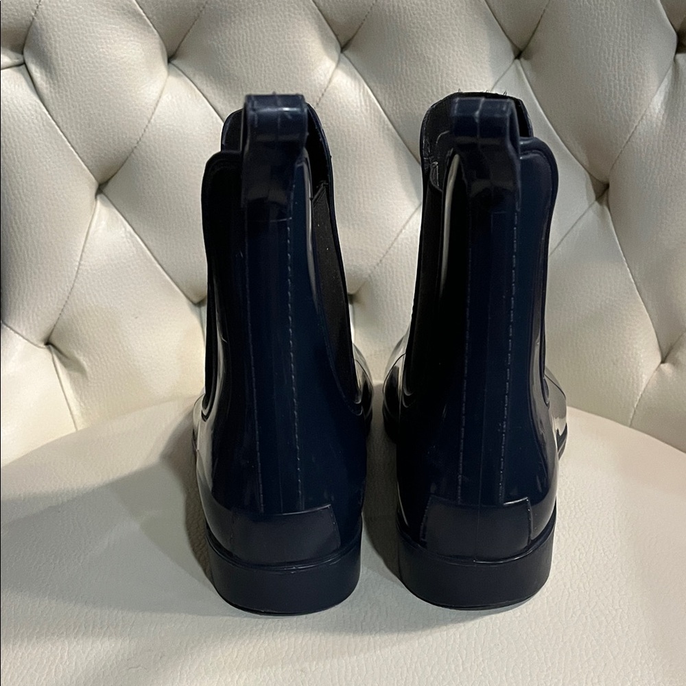 J. Crew Navy Gloss Chelsea Rain Ankle Boots - Picture 5 of 8